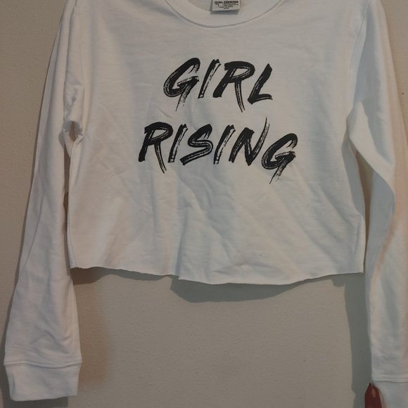 Girl Rising Crop Graphic Long Sleeve T-Shirt White - Picture 3 of 5